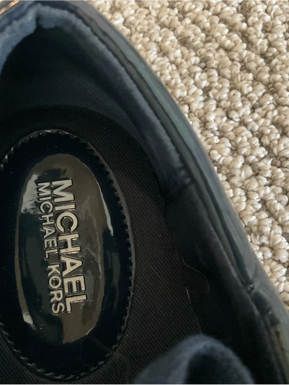 Michael Kors Navy Patent Kiltie Sneakers with Tassel